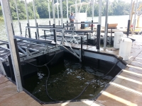Double slip dock with concrete decking