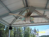 Custom Gazebo on sundeck with fans, misting system, and stereo 